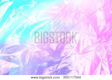 Vaporwave Style Holographic Texture Background: Neon Pink Funky Texture.