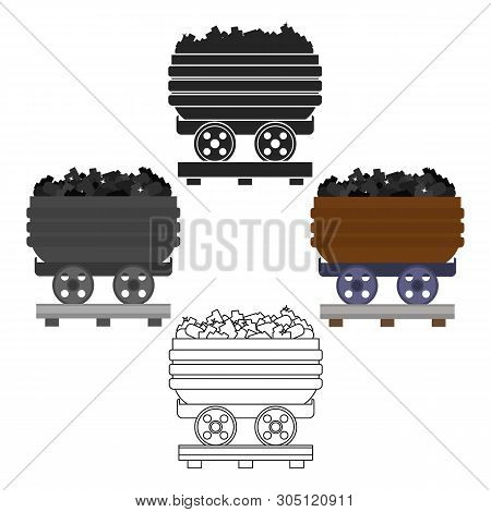 Minecart Icon In Cartoon, Black Style Isolated On White Background. Mine Symbol Stock Vector Illustr