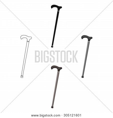 Cane For Walking.old Age Single Icon In Cartoon, Black Style Vector Symbol Stock Illustration Web.
