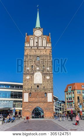 Rostock, Germany - April 17, 2019: Historic City Gate Kropeliner Tor In The Center Of Rostock, Germa