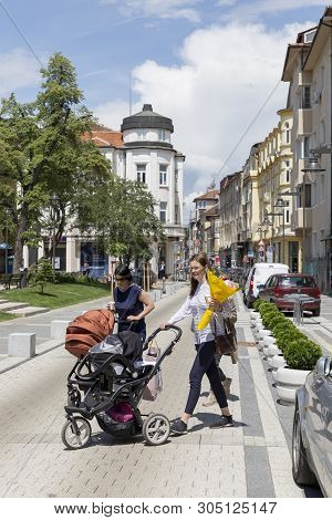 Sofia, Bulgaria - June 6: Pedestrians Walks Through The Renovated 