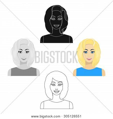 Blonde Icon In Cartoon, Black Style Isolated On White Background. Woman Symbol Stock Vector Illustra