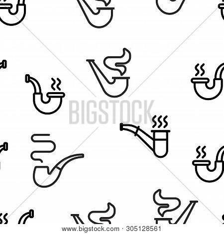 Tobacco Pipe Icon Seamless Pattern Vector. Smoke Cigar. Old Graphic Silhouette. Ash. Nicotine Addict