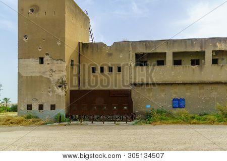 Gesher, Israel - June 04, 2019: The Historic Gesher Police Station Building, From The British Era, A