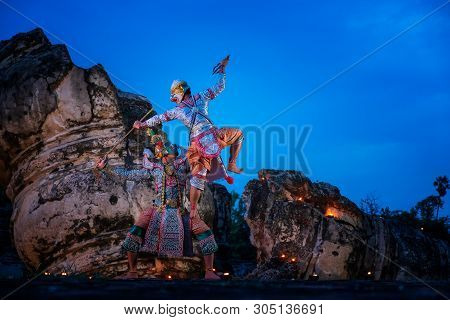 Art Culture Thailand Dancing In Masked Khon In Literature Ramayana,thai Classical Monkey Masked, Kho