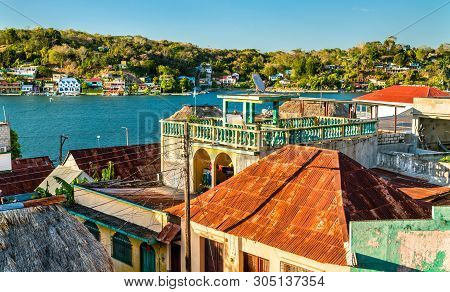 Aerial View Of Houses In Flores - El Peten, Guatemala