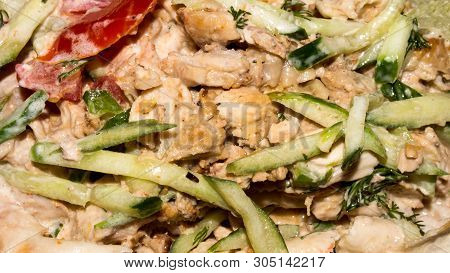Shawarma With Chicken And Vegetables.background Of Shawarma In Garlic Sauce.background Of The Shawar