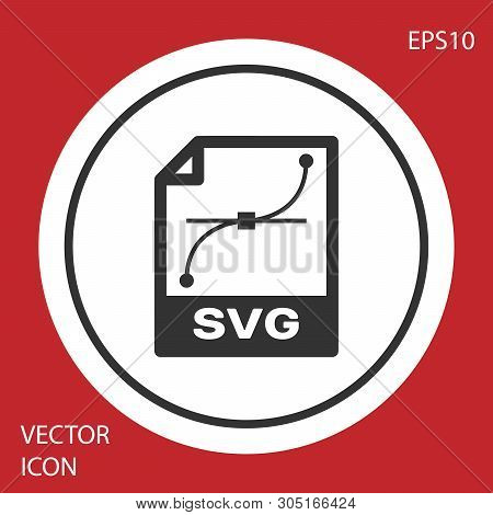 Grey Svg File Document Icon. Download Svg Button Icon Isolated On Red Background. Svg File Symbol. W