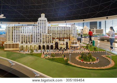 Dubai, Uae, January 09, 2019: Miniature Of Large Building In Miniland Of Legoland