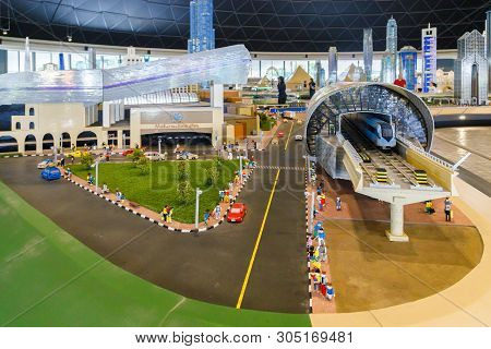 Dubai, Uae, January 09, 2019: Miniature Of The Mall Of Emirates And The Sheikh Zayed Road Metro Stat