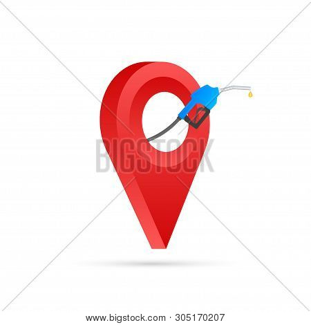 Gas Station Icon Location. Fuel Pump, Fuel Station Location Gps Marker Icon. Vector Stock Illustrtai