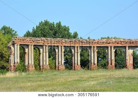 Ruins Of Arcade Made Of Red Brick In Ruzhany, Belarus.