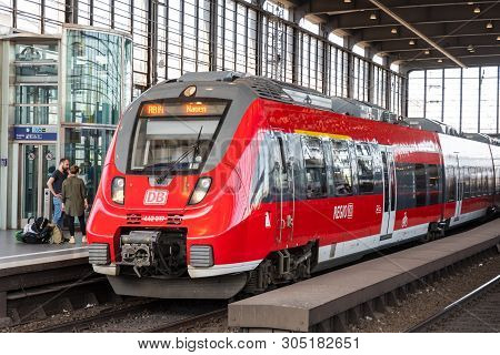 Berlin Germany - April 21. 2018: Train At Berlin Zoologischer Garten Railway Station