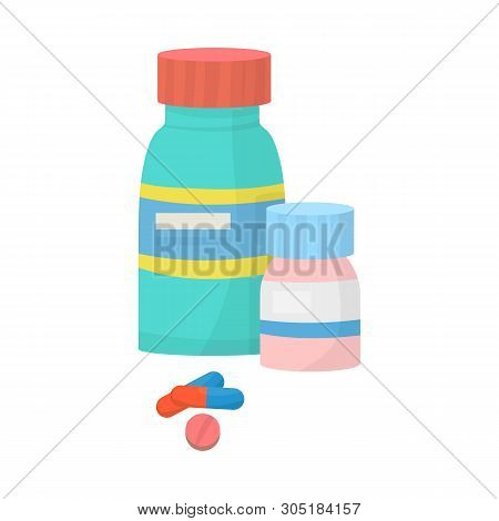 Vector Design Of Bottle  And Pill  Sign. Collection Of Bottle  And Medical Stock Vector Illustration