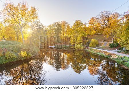 City Park Planten Un Blomen At Autumn In Hamburg. Germany