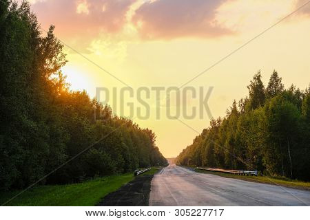 Landscape with the Image of a Country Road at sunset