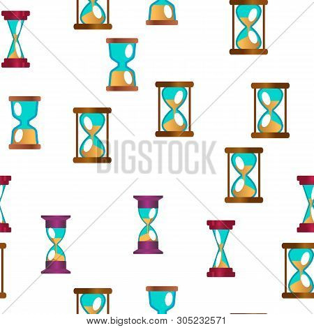 Sandclock Icon Seamless Pattern . Timer Symbol. Interval Sandclock Icons Sign. Alarm Hourglass Picto