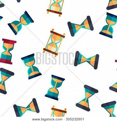 Sandclock Icon Seamless Pattern . Timer Symbol. Interval Sandclock Icons Sign. Alarm Hourglass Picto