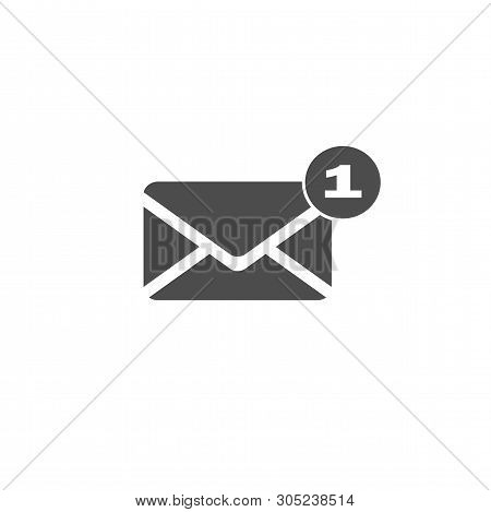Monochrome Vector Icon Is One New Letter. A Message About A New Message Is Isolated. Web Icon For A 