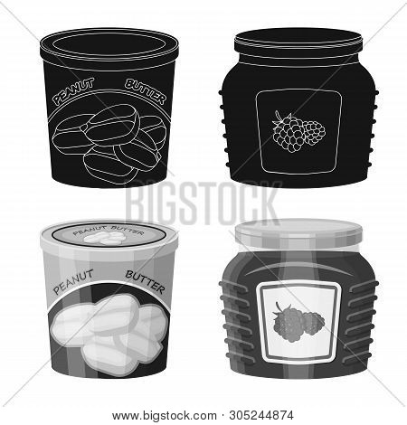 Vector Illustration Of Can And Food Icon. Collection Of Can And Package Vector Icon For Stock.