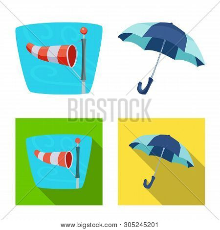 Vector Design Of Weather And Climate Icon. Set Of Weather And Cloud Vector Icon For Stock.