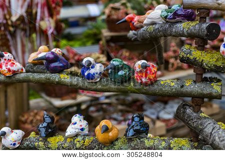 Munich, Germany - November 23, 2018 : Traditional Ceramic Souvenirs At The Viktualienmarkt Christmas