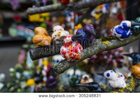 Munich, Germany - November 23, 2018 : Traditional Ceramic Souvenirs At The Viktualienmarkt Christmas