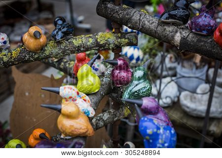 Munich, Germany - November 23, 2018 : Traditional Ceramic Souvenirs At The Viktualienmarkt Christmas