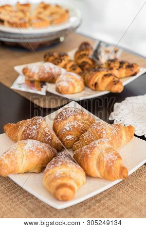 Selection Self Service Continental Breakfast Buffet Display, Catering Or Brunch Table Food Buffet Fi