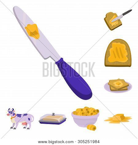 Vector Illustration Of Food And Dairy Sign. Set Of Food And Cholesterol Stock Vector Illustration.