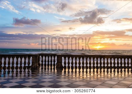 The Terrazza Mascagni Is A Wide Sinuous, Suggestive Belvedere Toward The Sea In Leghorn, Italy
