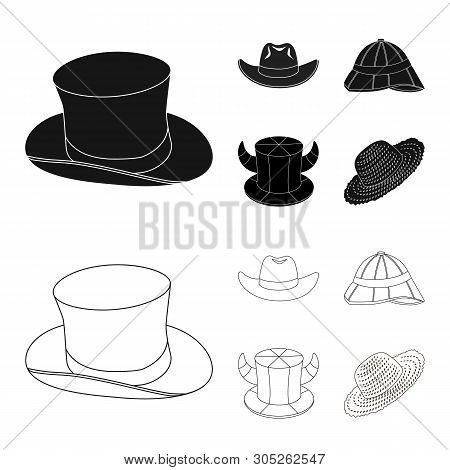 Vector Illustration Of Hat And Cap Icon. Set Of Hat And Model Vector Icon For Stock.