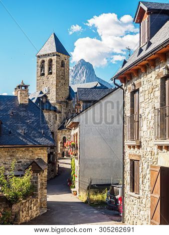 View Of The Town Of Lanuza In The Pyrenees Of Aragon In Spain