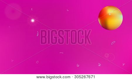 Pure Space Fantasy. Background Texture, Graphic. Minimal Colorific Illustration.  Magneta Colored Ba