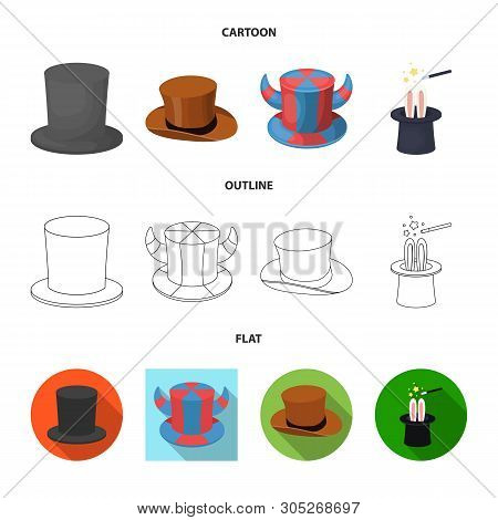 Vector Design Of Hat And Derby Logo. Set Of Hat And Bonnet Stock Vector Illustration.