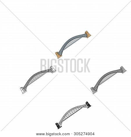 Sydney Harbour Bridge Icon In Cartoon, Black Style Isolated On White Background. Australia Symbol St
