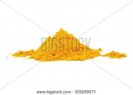 Turmeric Powder (curcuma) On White Background. Herbal