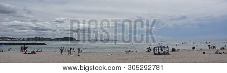 Currumbin, Australia - Apr 26, 2019. People Relaxing And Sunbathing At Currumbin Beach.  Gold Coast 