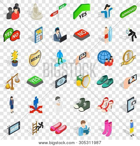 Clown Icons Set. Isometric Style Of 36 Clown Vector Icons For Web For Any Design