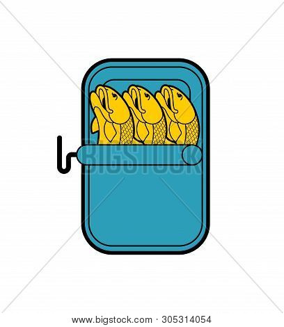 Canned Fish Isolated. Preserve Piscine tinned Goods. Vector Illustration