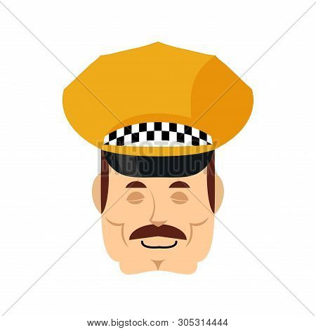 Taxi Driver Sleeping Emoji. Cabbie Asleep Emotions Avatar. Cabdriver Dormant. Vector Illustration