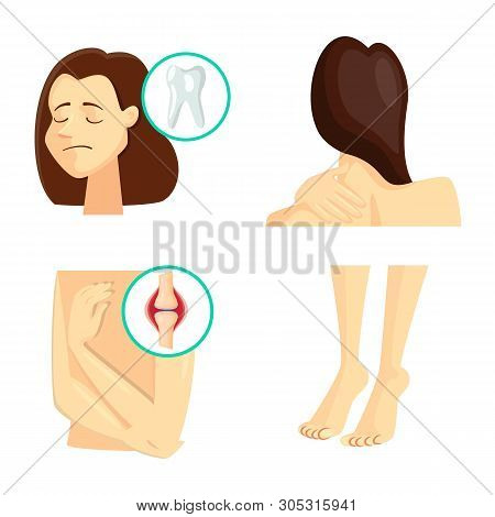 Vector Design Of Pain And Disease Symbol. Set Of Pain And Injury Stock Vector Illustration.