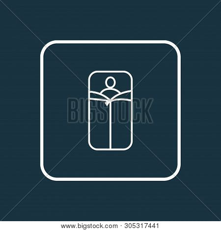 Sleeping Bag Icon Line Symbol. Premium Quality Isolated Bedroll Element In Trendy Style.