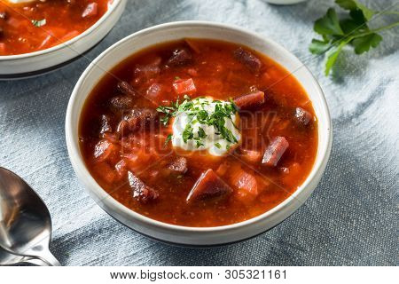 Homemade Russian Beet Borscht Soup