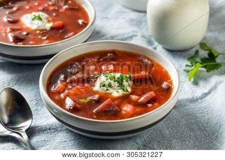 Homemade Russian Beet Borscht Soup