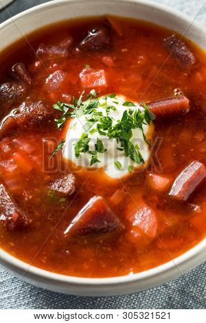 Homemade Russian Beet Borscht Soup