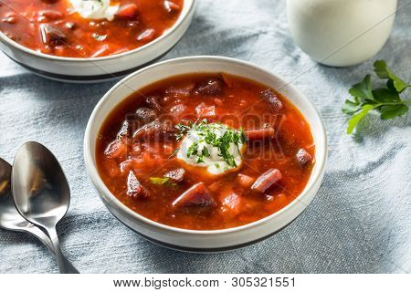 Homemade Russian Beet Borscht Soup