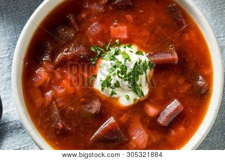 Homemade Russian Beet Borscht Soup