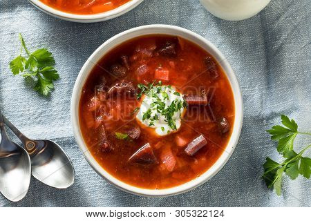 Homemade Russian Beet Borscht Soup