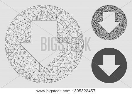 Mesh Down Model With Triangle Mosaic Icon. Wire Frame Polygonal Mesh Of Down. Vector Mosaic Of Trian